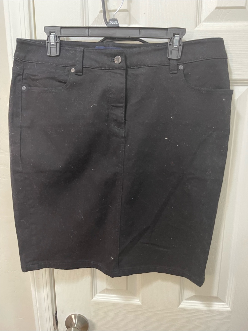 Talbots Black denim Pencil Skirt with Front Pockets